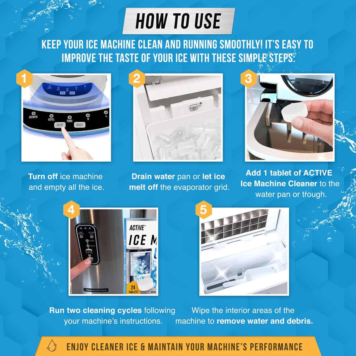 Ice Machine Cleaner Maker Descaler - 24 Clean Tablets Compatible with Frigidaire, Opal, GE Profile, Kitchenaid