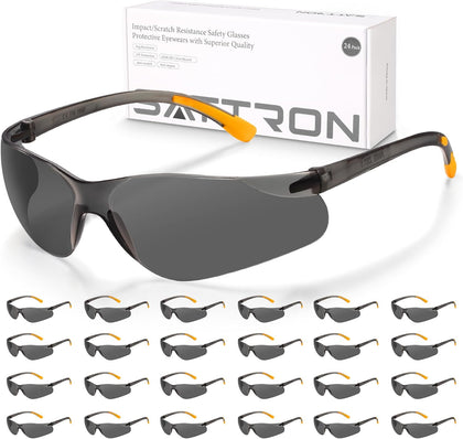 Tinted Safety Glasses Bulk 24 Pack, UV Protective Safety Sunglasses for Men Women, ANSI Z87.1 Scratch & Impact