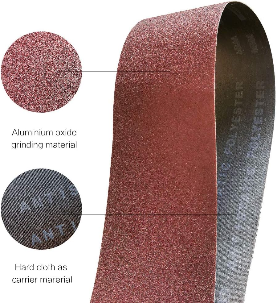 3 x 21 Inch 80 Grit Sanding Belt | Premium Aluminum Oxide Sanding Belt | Premium Sander Sandpaper – 12 Pack