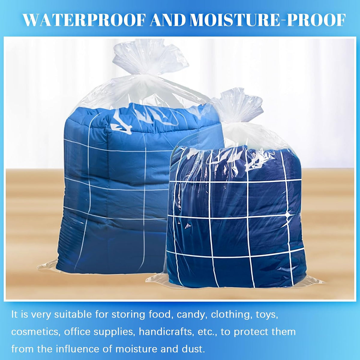 100 Pack 18 x 24 inch 1 Mil Clear Plastic Flat Poly Bags