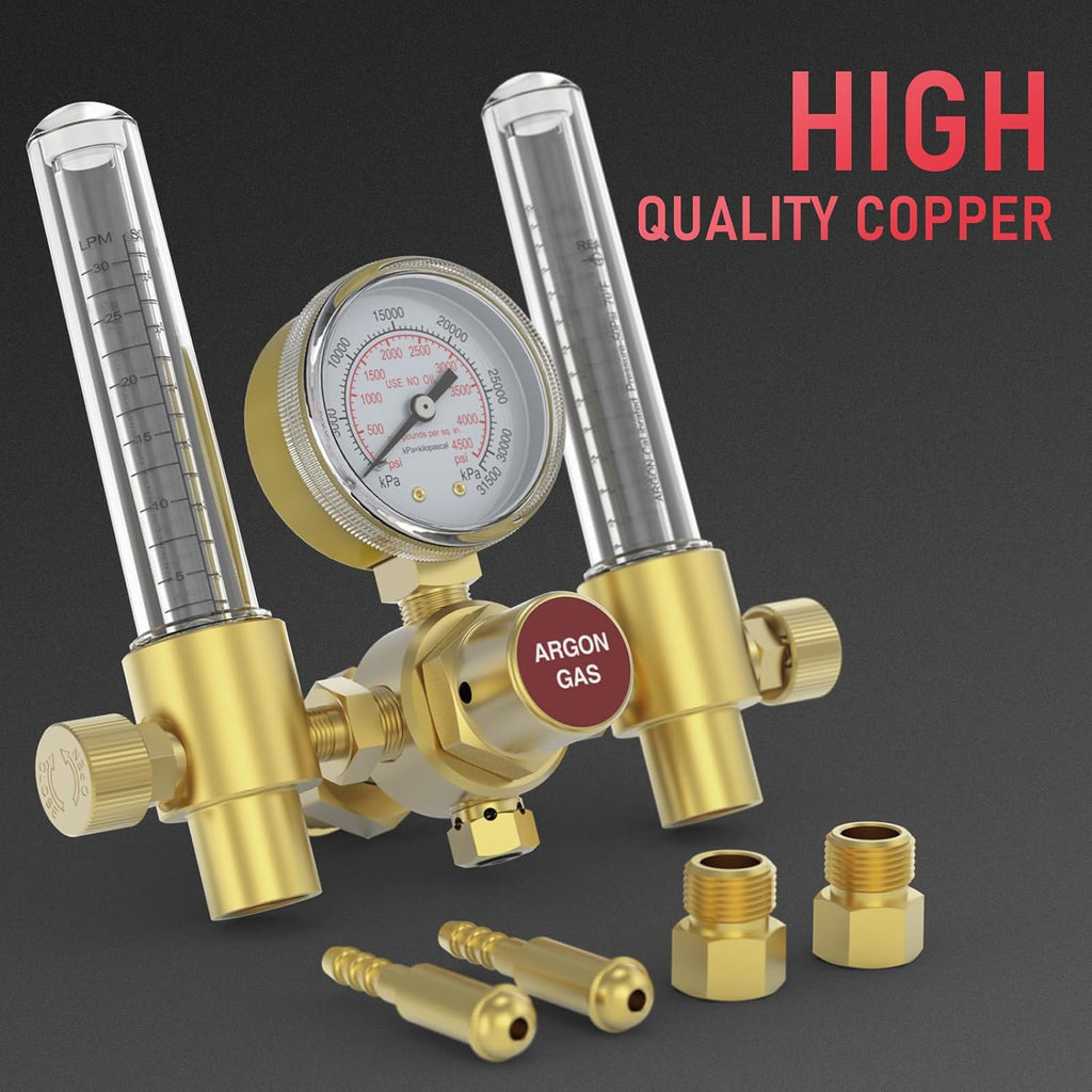 YESWELDER Dual Output Argon Regulator Flow Meter