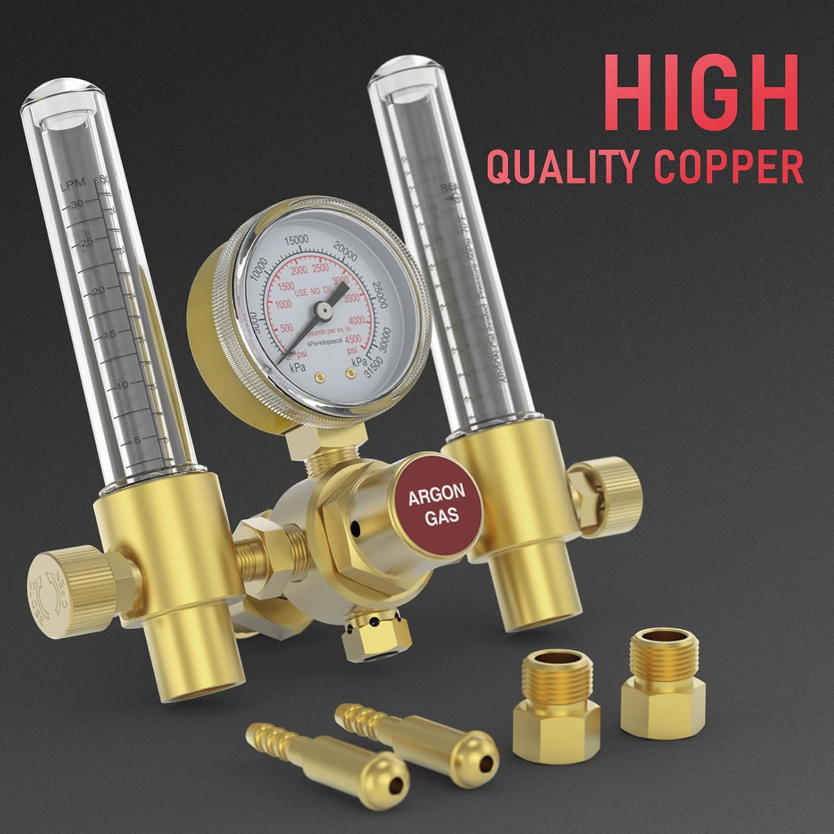 YESWELDER Dual Output Argon Regulator Flow Meter