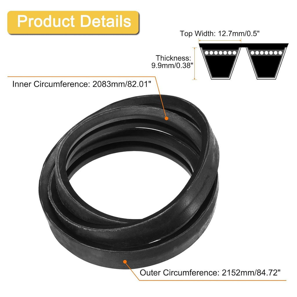 uxcell 2/B82 Classic Wrapped 2 Banded 85" Outer Circ B Profile V-Belt