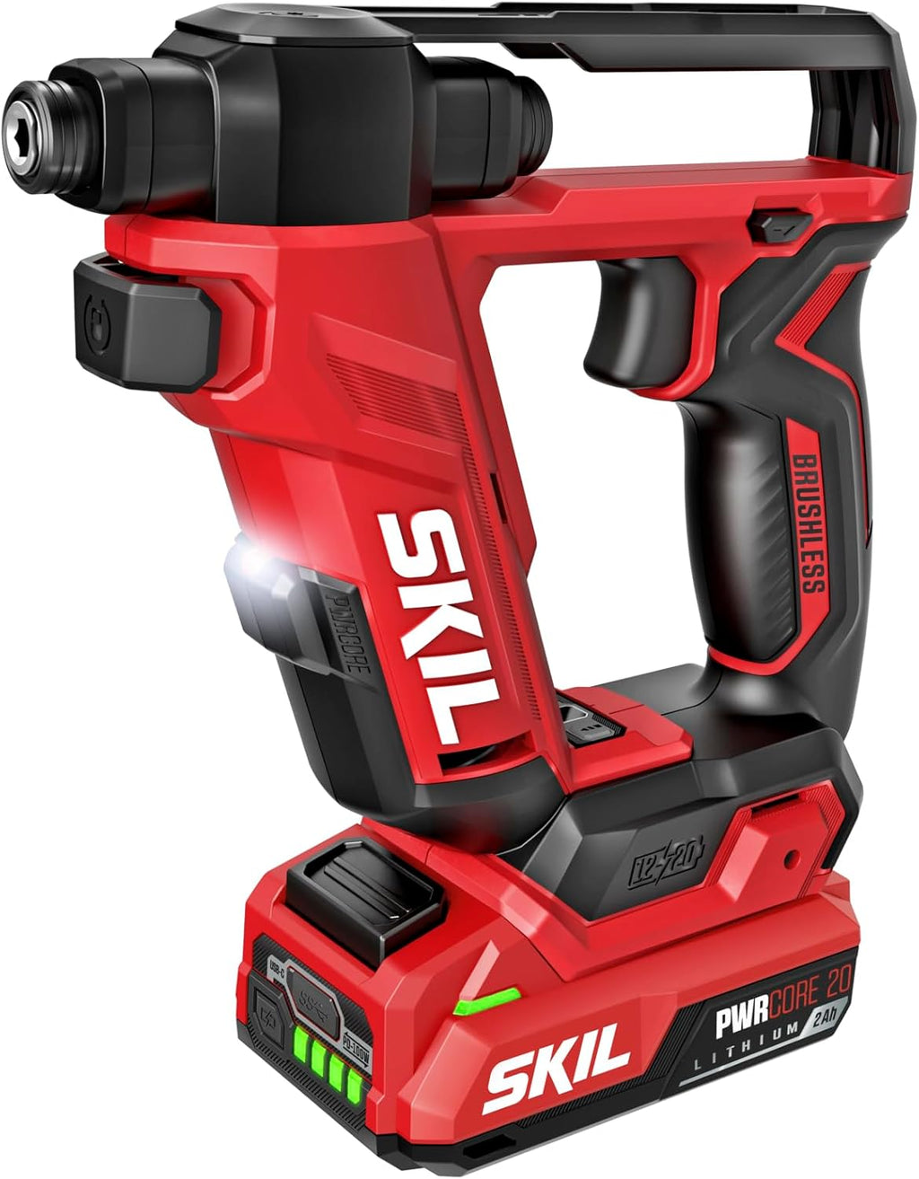 PWR CORE 20 Brushless 20V Flip Drill Driver Kit with Double Collect Flip Head, Torque Settings & Magnetic On-board