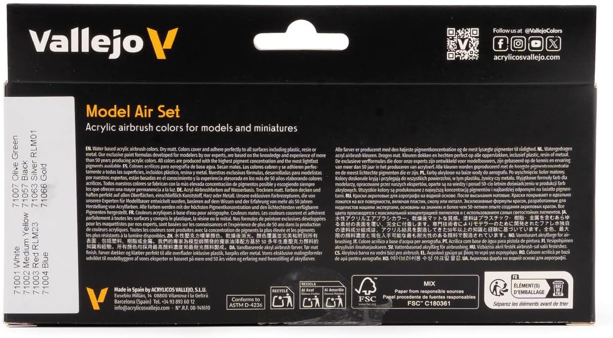 Model Air Basic Colors | Acrylic Paint Set | Pre Thinned Airbrush Ready Formula | 8 Basic Shades | Non-Toxic Water