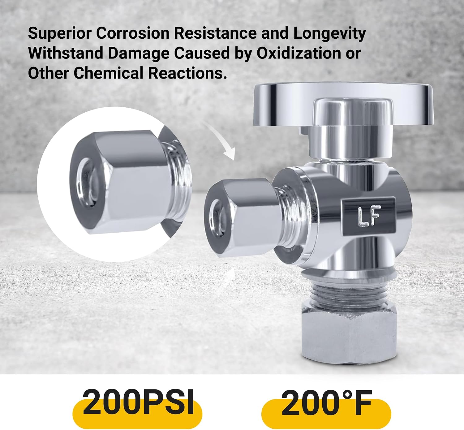 5 Pack Angle Stop Valve,1/2 in. NOM Compression x 3/8 in. OD Compression Angle Shut Off Valve,5/8" OD x 3/8" OD 1/4