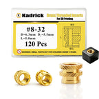 120Pcs #8-32 * 5 * 6.3 Threaded Inserts, #8-32 Heat Set Inserts, Brass Heat Set Insert for Plastic and 3D Printing Components