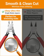 U02 Ultra-thin Single Edge Model Nippers 4.9in Plastic Sprue Cutter | Trim 3mm plastic model kit Cleaning up 3D