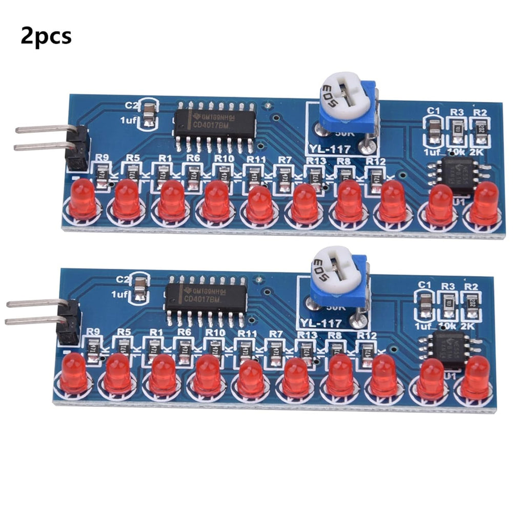 2 Pcs NE555 + CD4017 Water Flowing Light Module, Soldering Practice Kit LED Chaser, DIY Kit Electronic Circuit LED Running Light