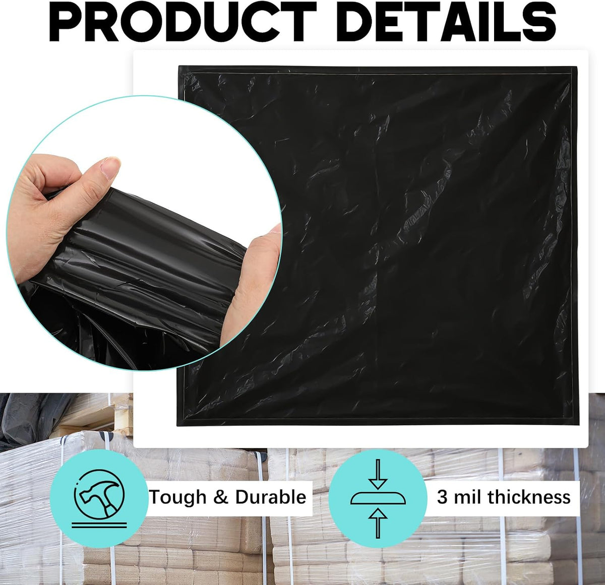10 Pack Pallet Covers 55" X 53" X 75", 3 Mil Waterproof Bags