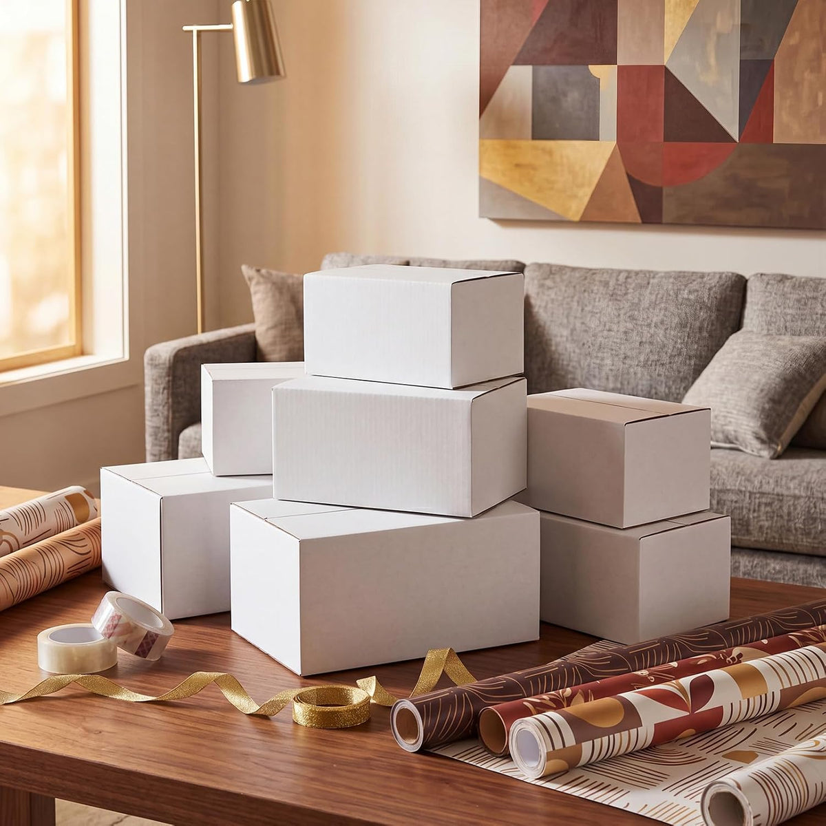 40 Pack White Assorted Shipping Boxes, 11x6x6, 10x7x5, 9x6x4, 8x6x4