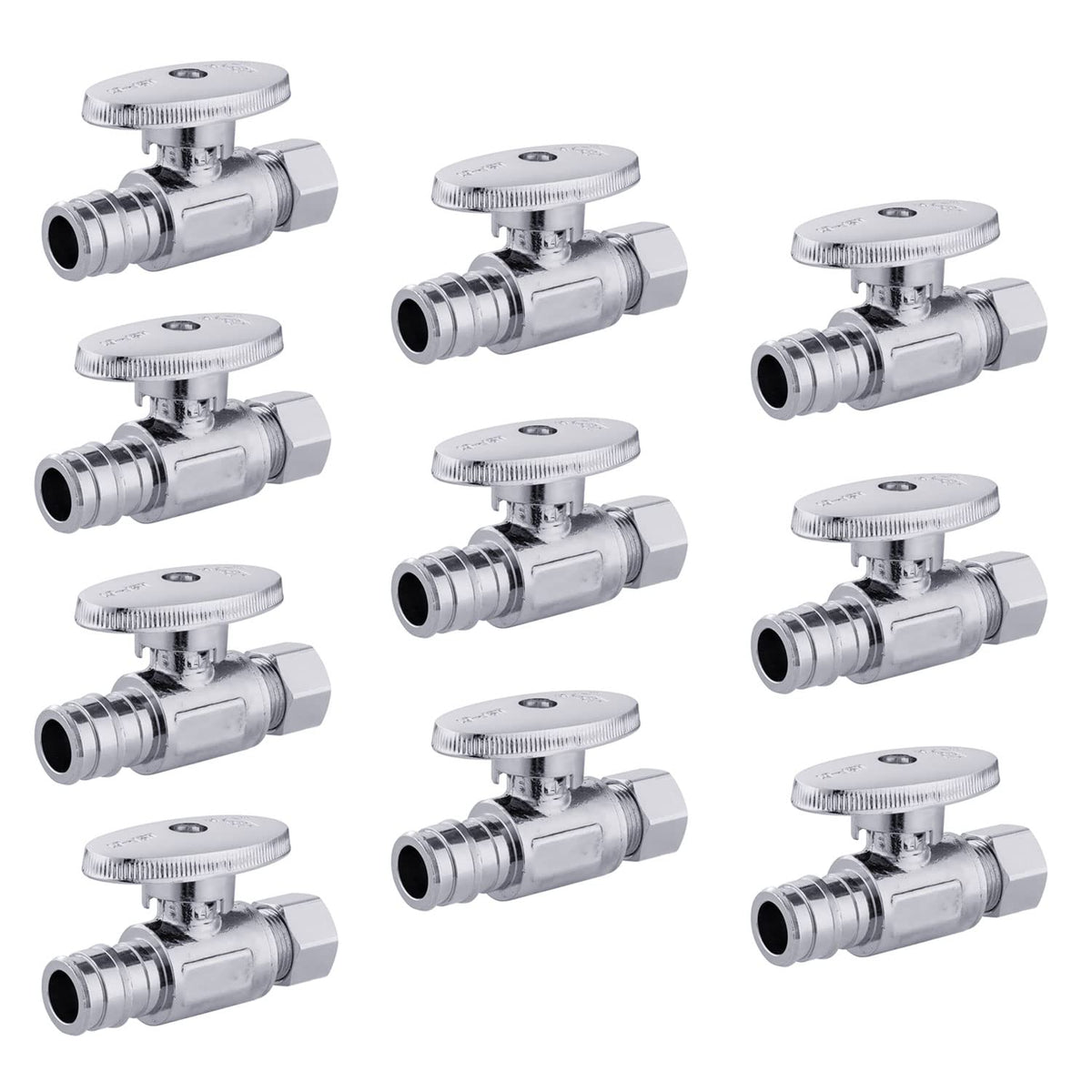 10Pcs EFIELD Straight Stop Valve,1/2"PEX-A x3/8"OD Comp(VALVE101-10)