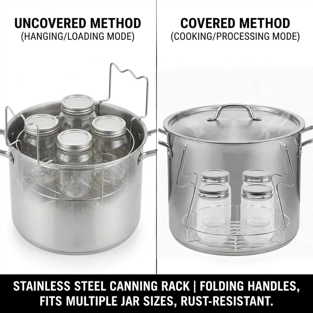 Stainless Steel Canning Rack with Jar Lifter Tongs, 12 Inch, 2-Piece Set