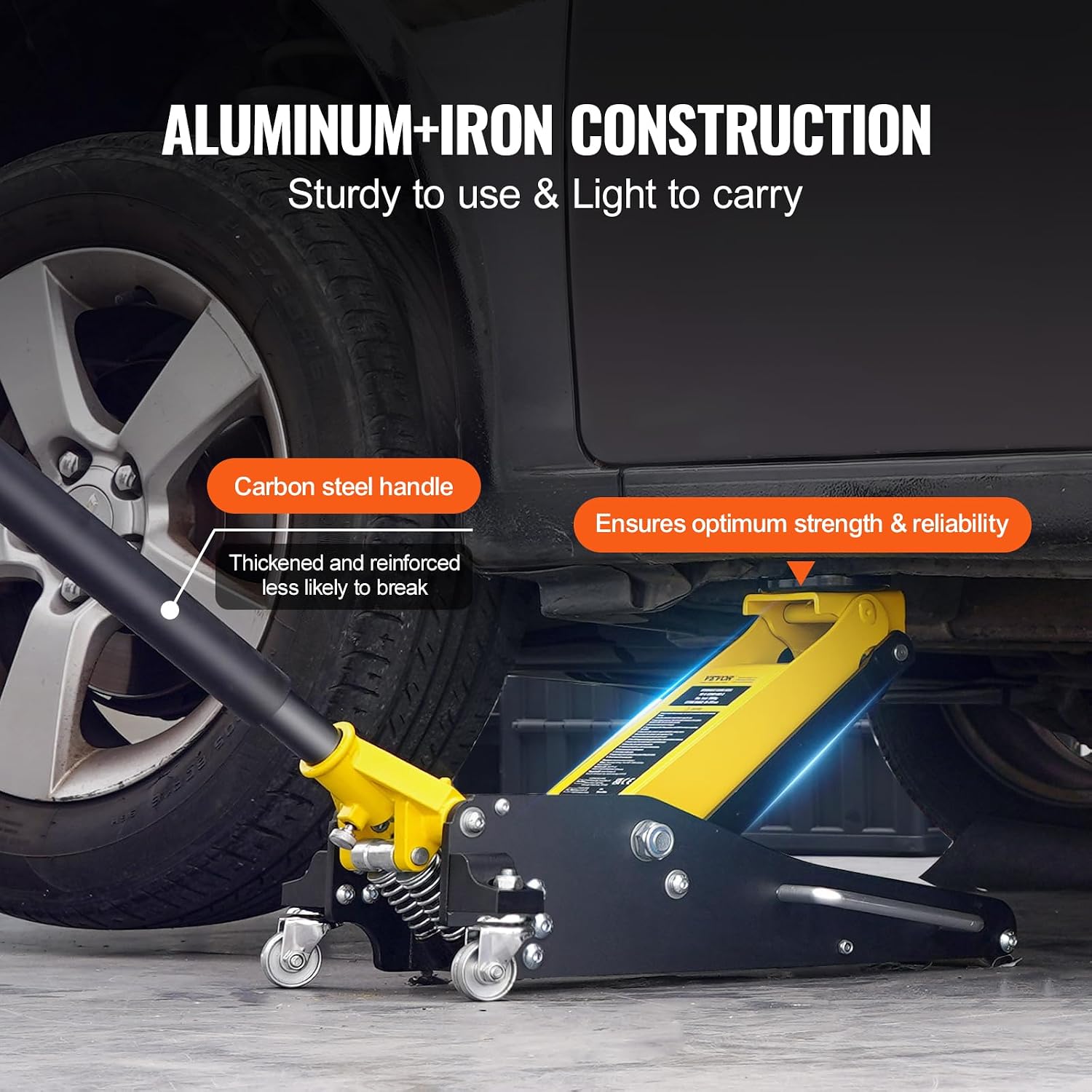 Low Profile Floor Jack 2 Ton (4400 lbs), Heavy Duty Aluminum Hydraulic Racing Floor Jack, Hydraulic Car Jack, Dual