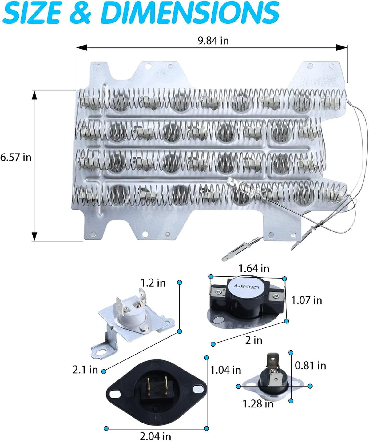 DVE54R7200V/A3 DVE52M7750W/A3 DVE54R7200W/A3 Dryer Heating Element Kit