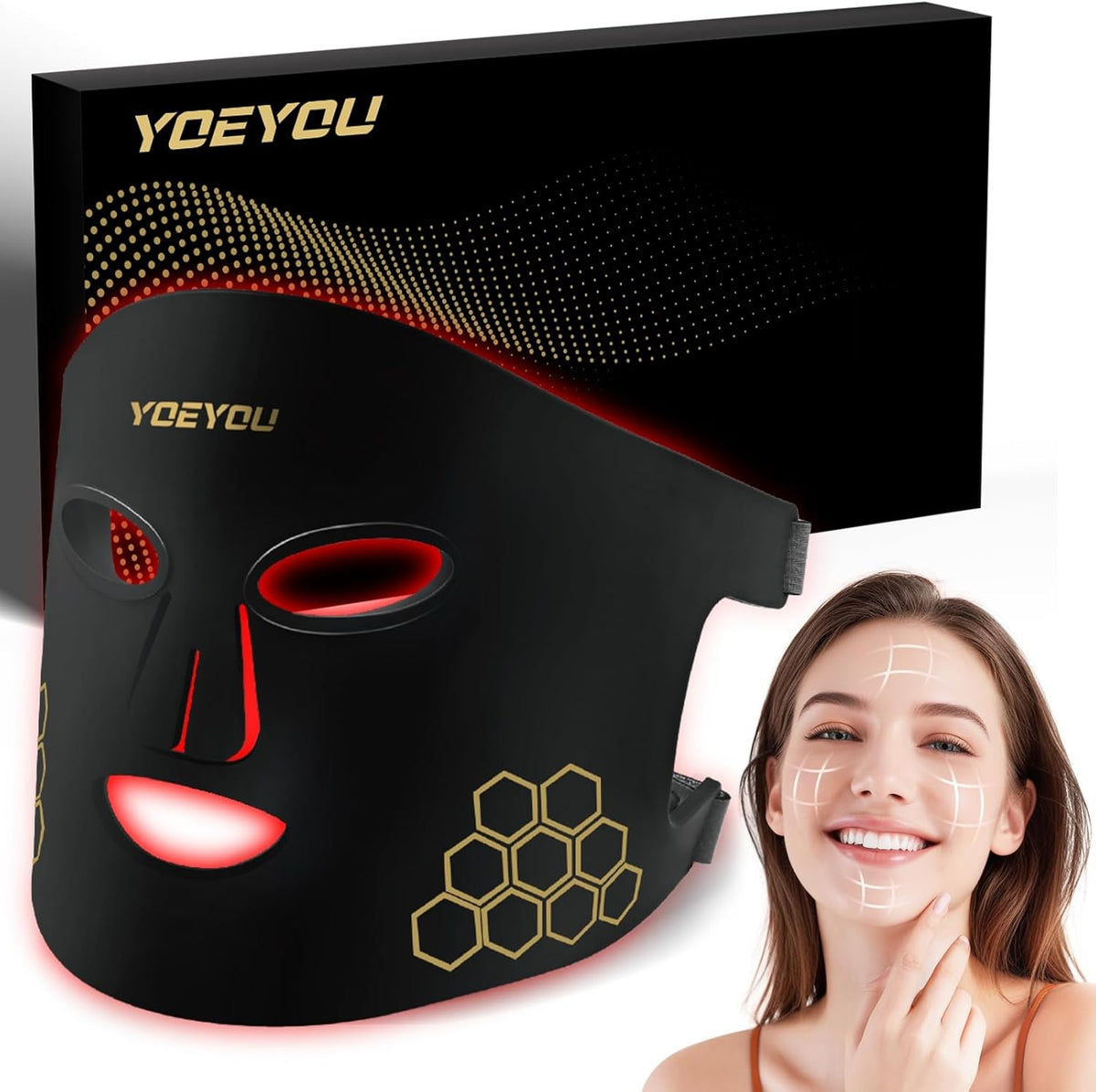 Red Light Therapy for Face, 850nm Near Infrared LED Face Mask
