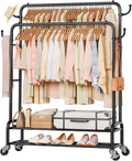 Sturdy Garment Rack for Bedroom: 265 lbs Heavy Duty Clothes Organizer | 2 Hanging Rods Hold Coat to T-Shirt - Easy