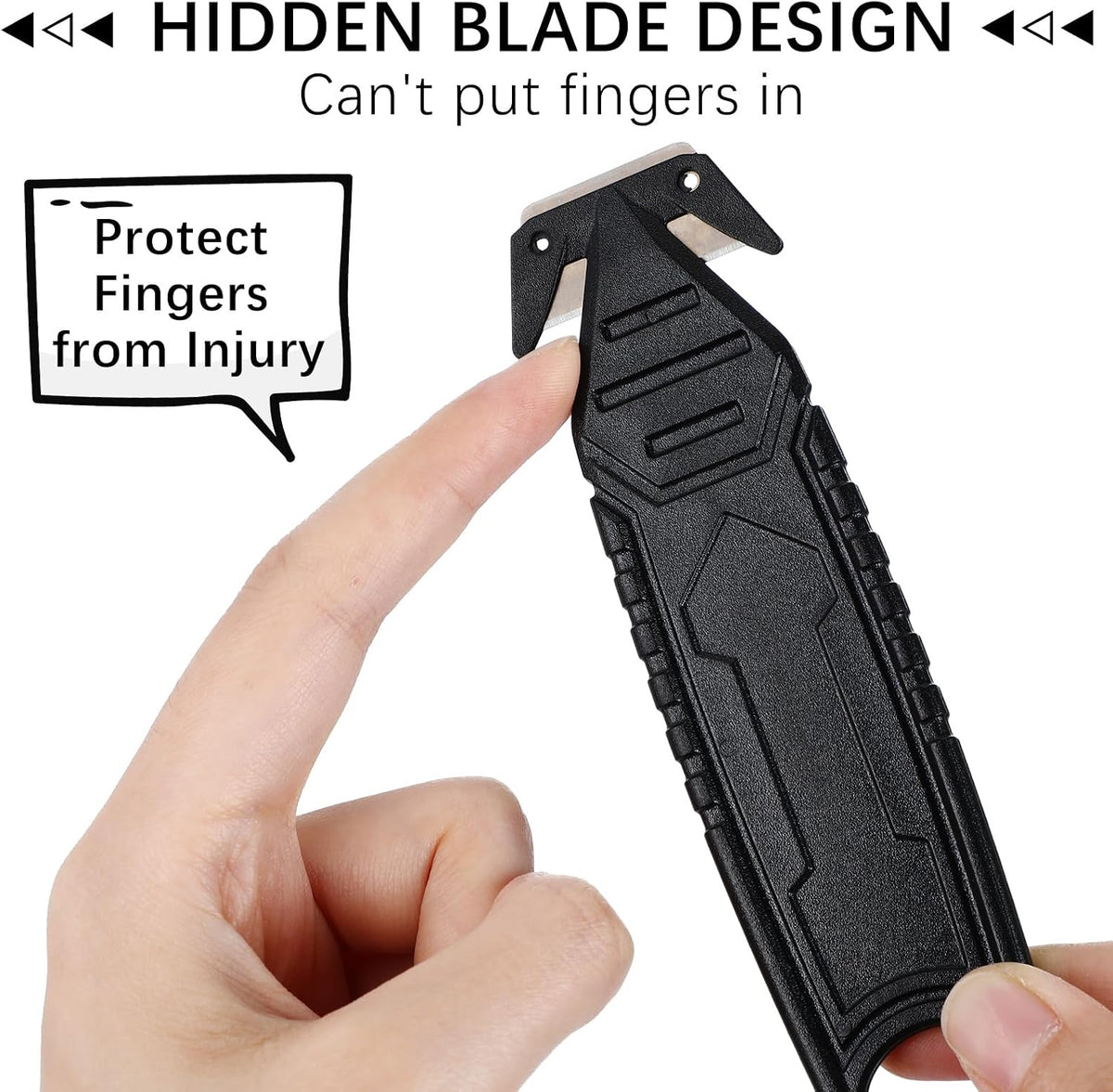 50 Pcs Safety Box Cutters with Concealed Blade, Black