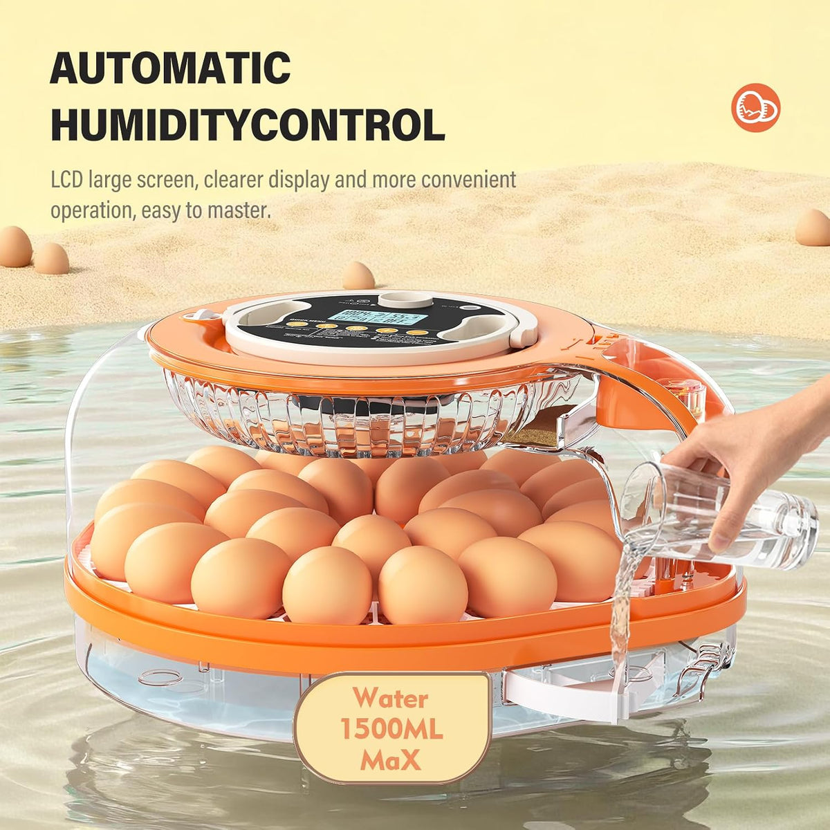 26-Egg Incubator for Hatching Eggs, Auto Turning, Temp & Humidity Control