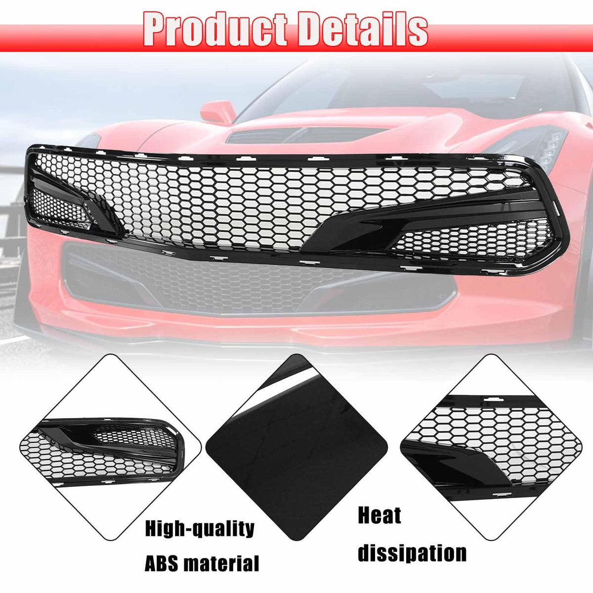 PFRREOR Front Bumper Grille for Chevy Corvette C7 2014-2019 All Models