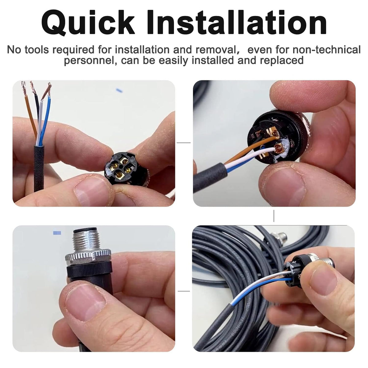 M12 5 Pin Male & Female Socket Panel Aviation Wire Connector,12mm Industrial Circular Connector, Outdoor Waterproof IP67,4 Sets
