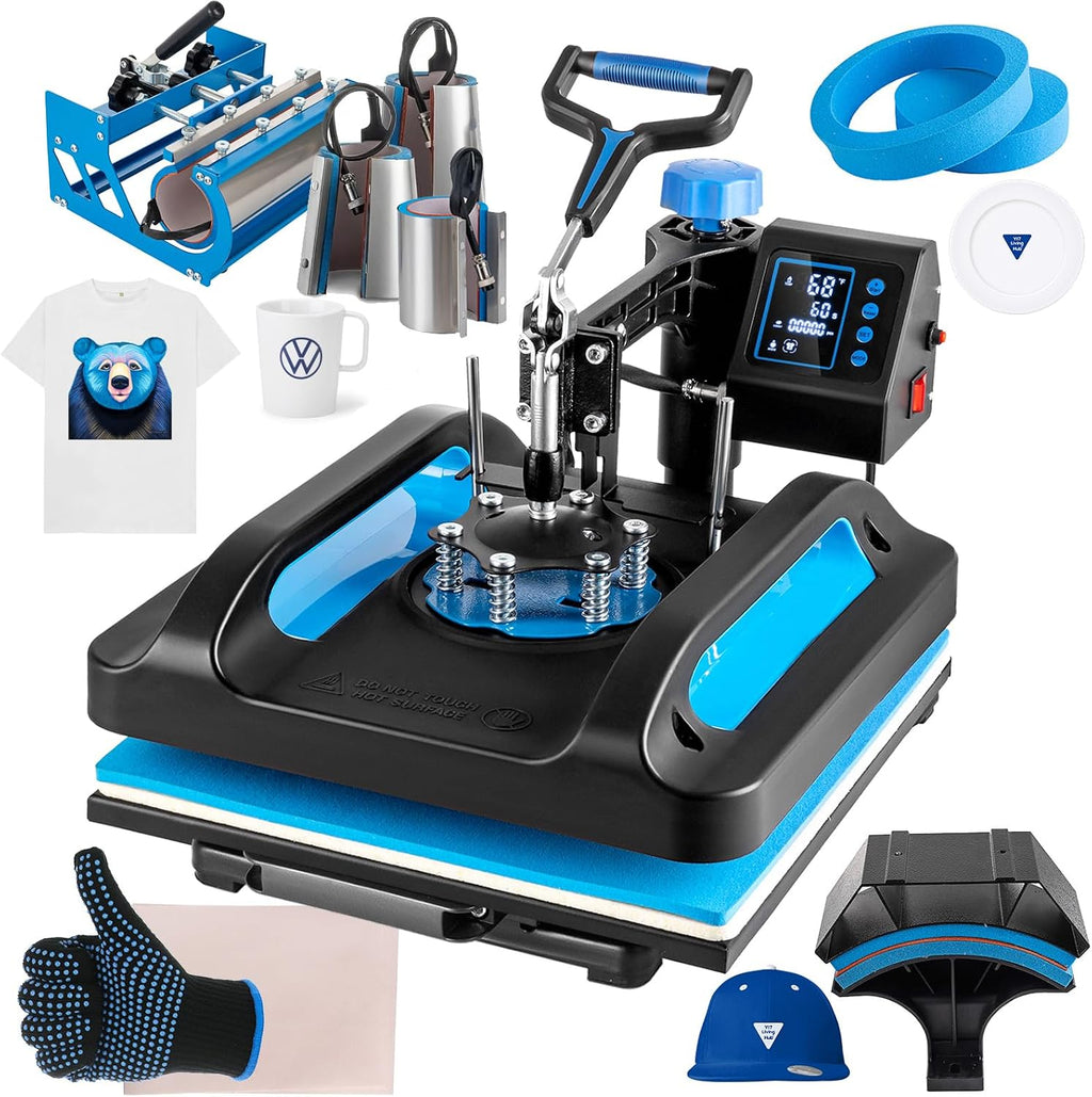 Pro Heat Press 15x15 Inch, 8 in 1 Heat Press Machine with 30 OZ Tumbler Press, Swing Away T Shirt Pressing Machine