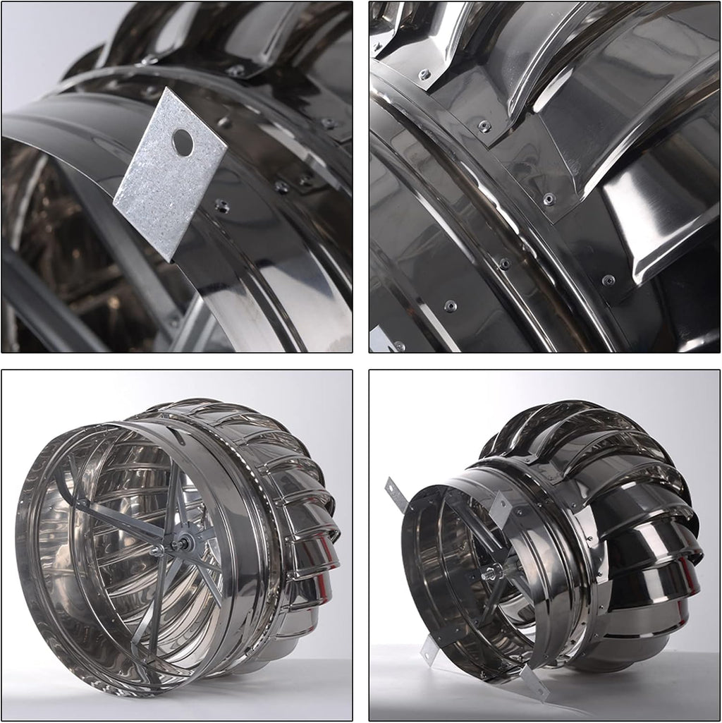 Fireplace Chimney Caps, Chimney Spinner Cowl, Roof Turbine Ventilator, 304 Stainless Steel, Waterproof, Windproof