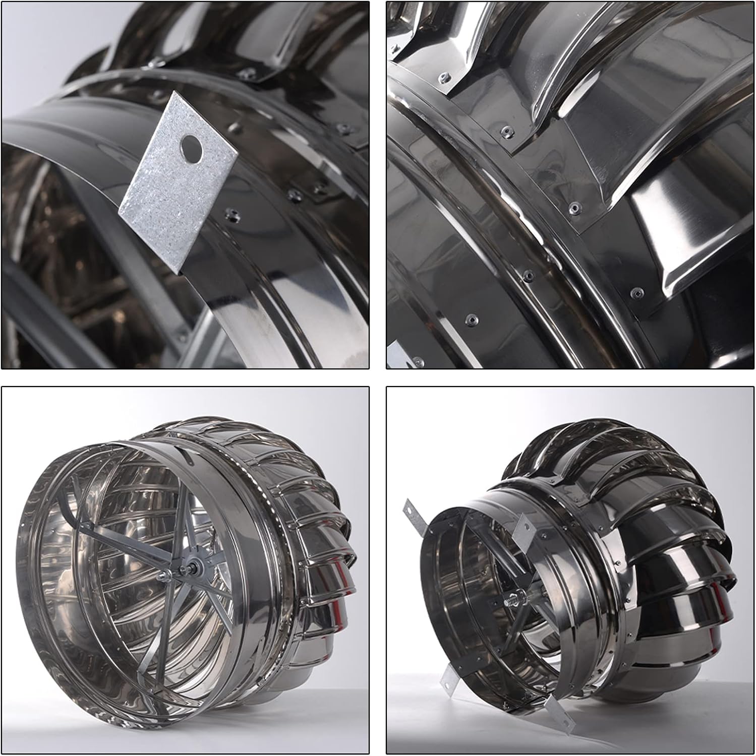 Fireplace Chimney Caps, Chimney Spinner Cowl, Roof Turbine Ventilator, 304 Stainless Steel, Waterproof, Windproof