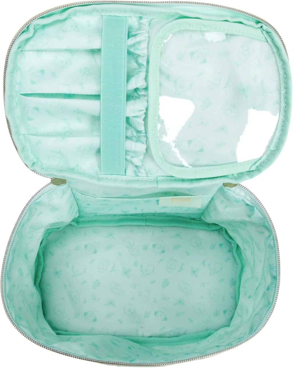 Impressions Vanity BT21 Quilted Train Case with Removable Mirror Keychain, Slip Pocket Makeup Bag Organizer with Top