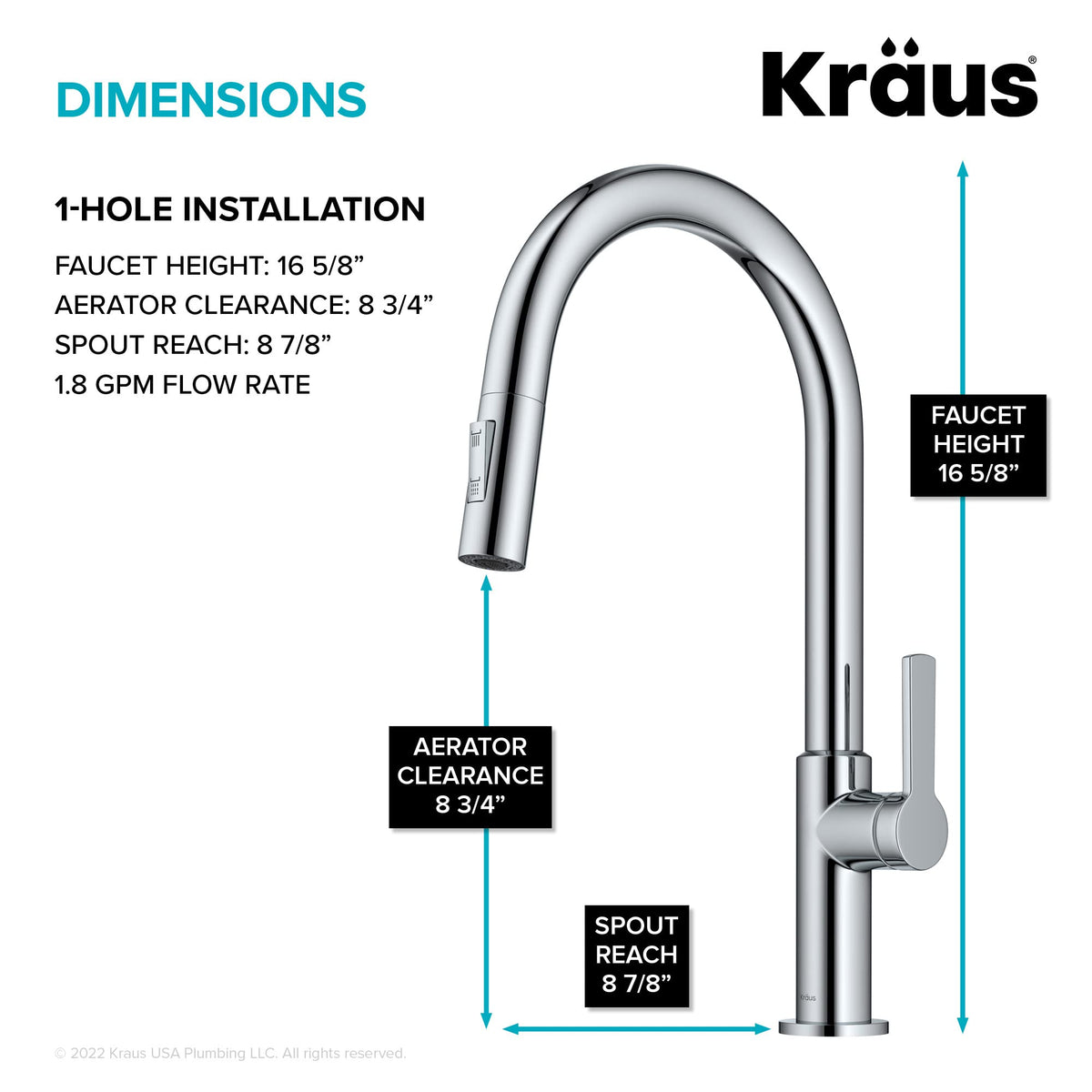 Chrome Single Handle Pull Down Kitchen Faucet KPF-2820CH