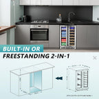 24 Inch Wine and Beverage Refrigerator, Dual Zone Wine Cooler