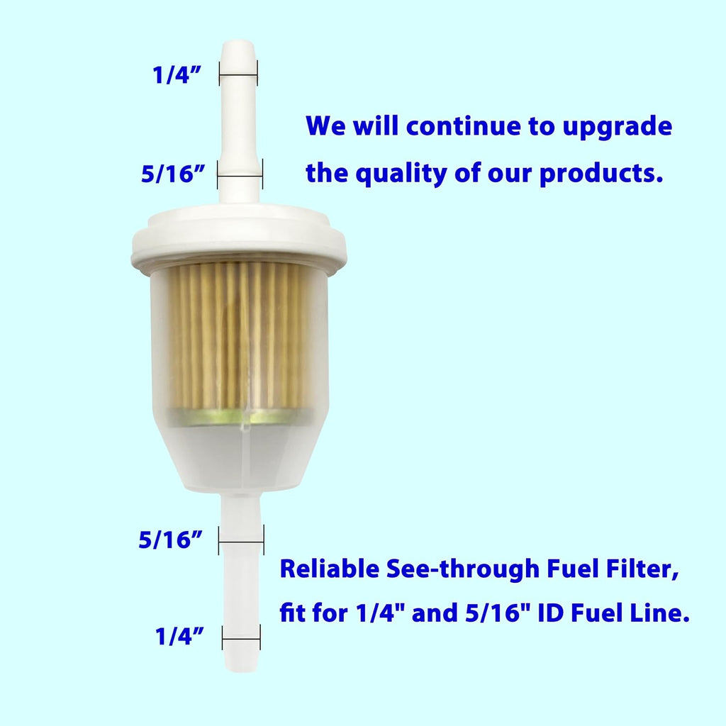 2-Pack 5/16" Fuel Filter for John Deere L110, Fits 1/4", Replaces AM116304