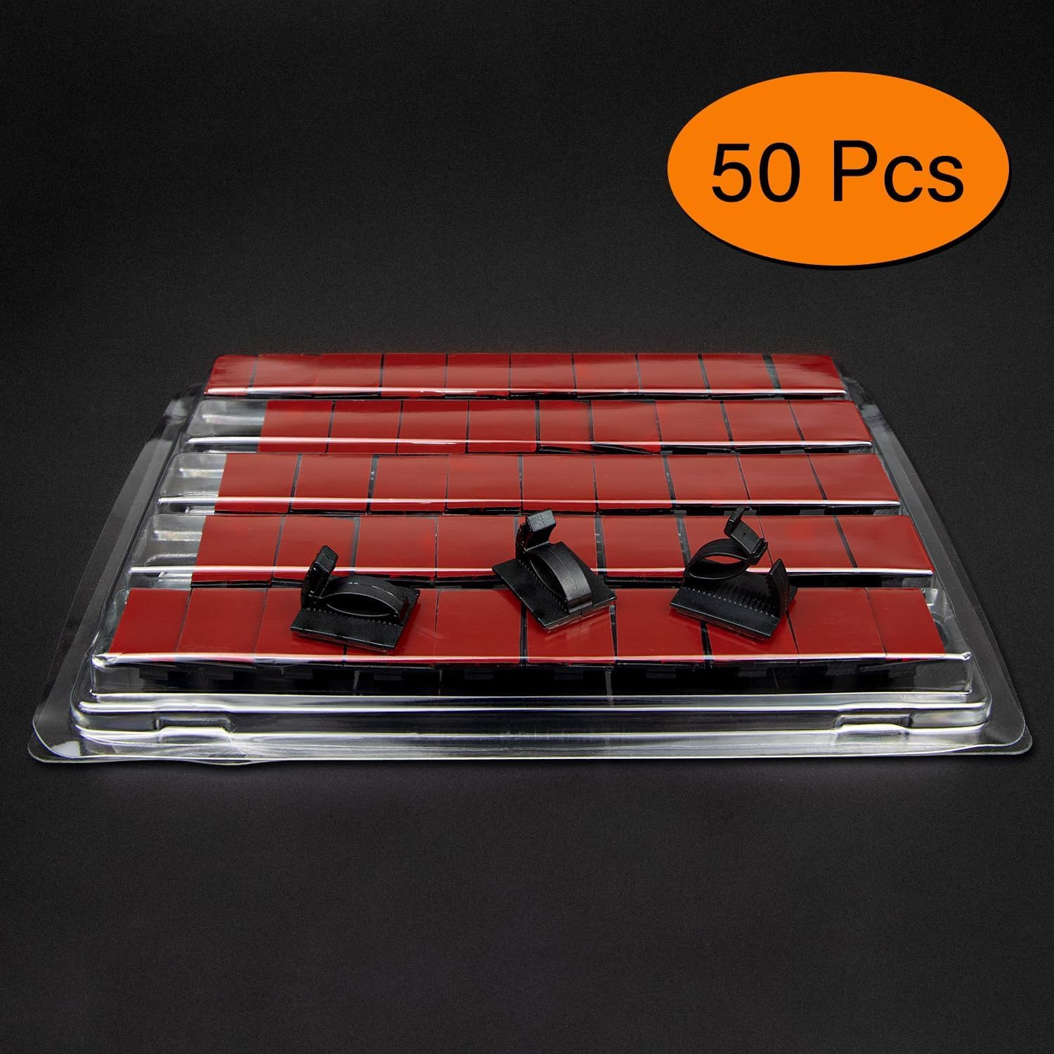 50Pcs Adjustable Cable Management Clips, Adhesive Organizers Sticky Wire Clips Cord Holder for TV PC Ethernet Under