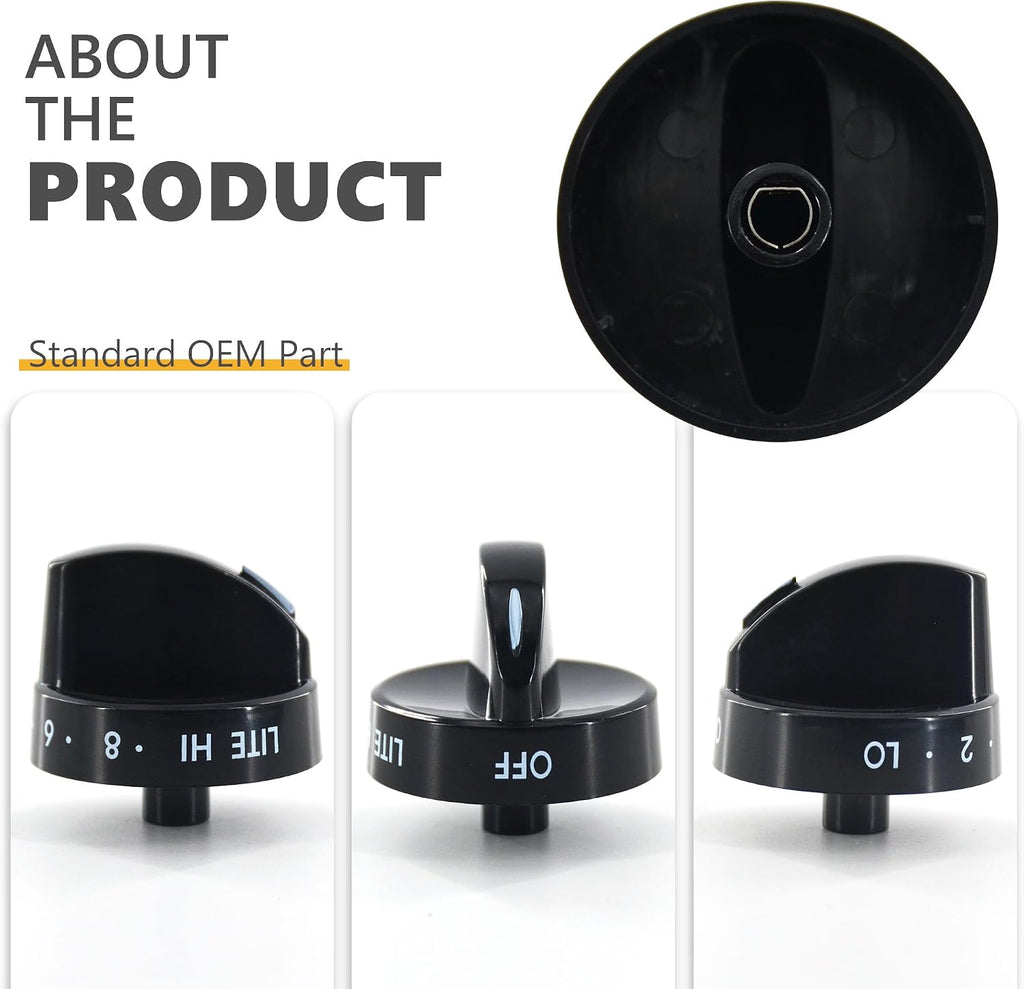316442513 Stove Knob Black Gas Oven Range Control Assembly (2PACK) | Compatible with Frigidaire, Kenmore, Sears Burner