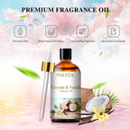 Coconut & Vanilla Fragrance Oil for Diffuser Aromatherapy 3.38FL.OZ | Long Lasting Scented Oils For Humidifier, Air