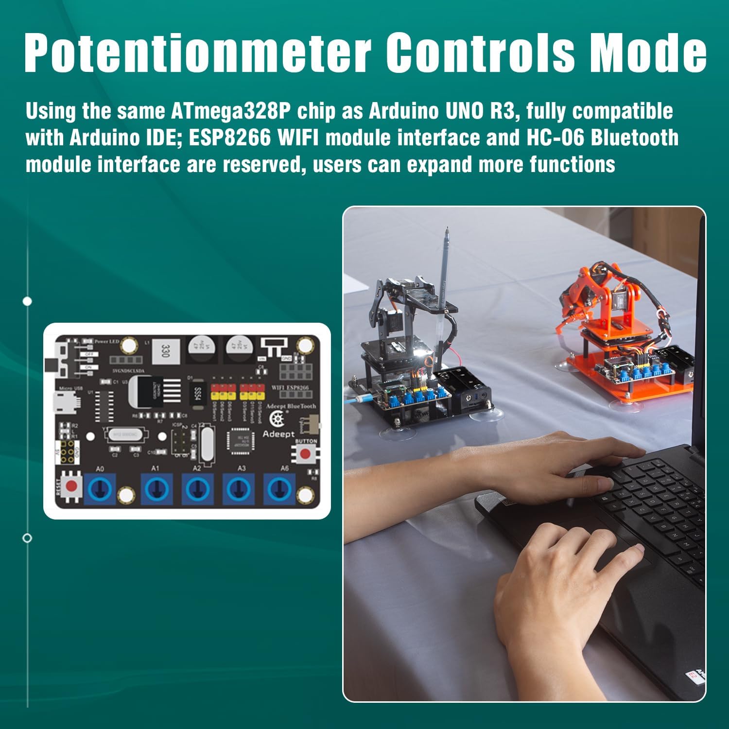 5DOF Robotic Arm Kit for Arduino IDE, Programmable DIY Coding Kits | STEM Educational 5 Axis Build Robots Arms, Robot
