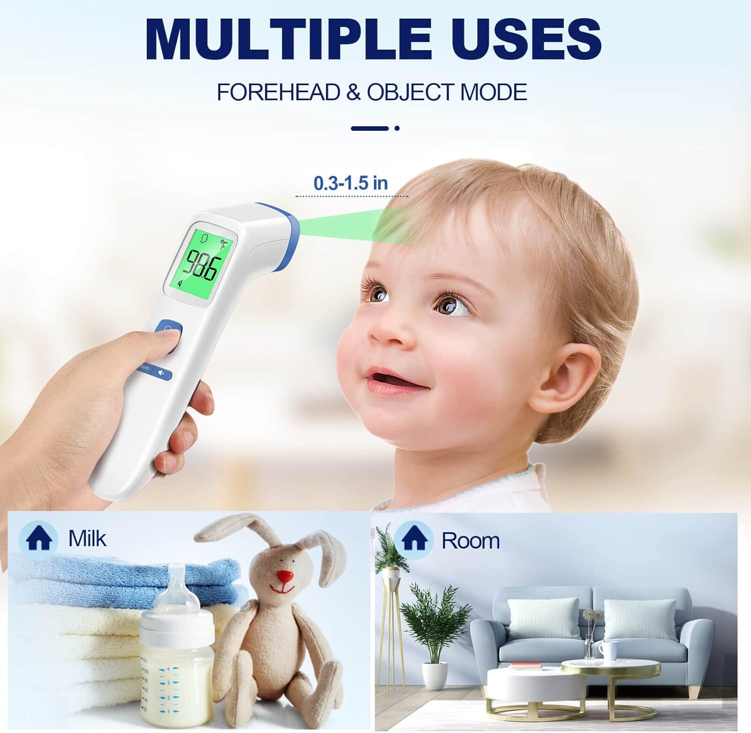 Thermometer for Adults and Kids, Digital Forehead Thermometer with Fever Alarm, Silent Mode & 35-Set Memory, Object 2