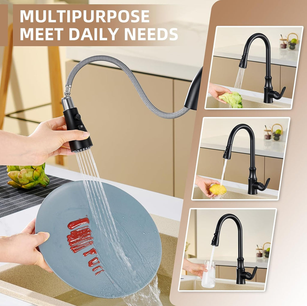Kitchen Faucet Head, Sink Sprayer Replacement, Matte Black