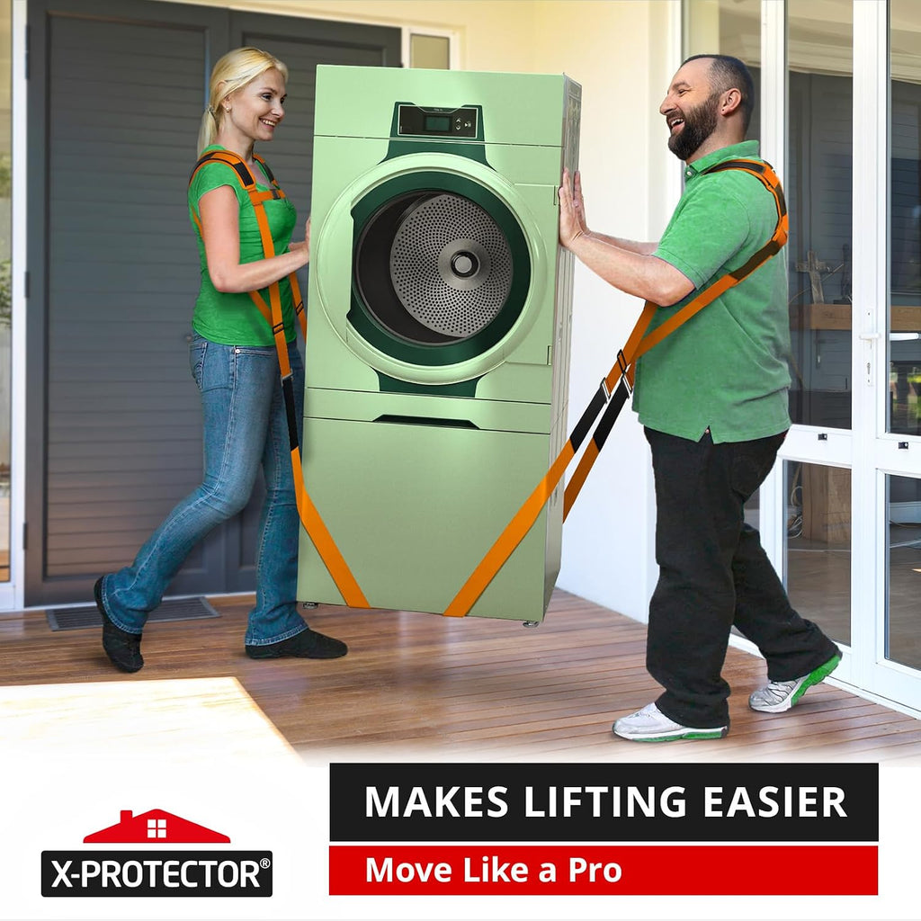 Moving Straps - 2 Pairs - Orange Lifting Straps for 2 Movers | Move Furniture Easily and Safely - Perfect for Lifting