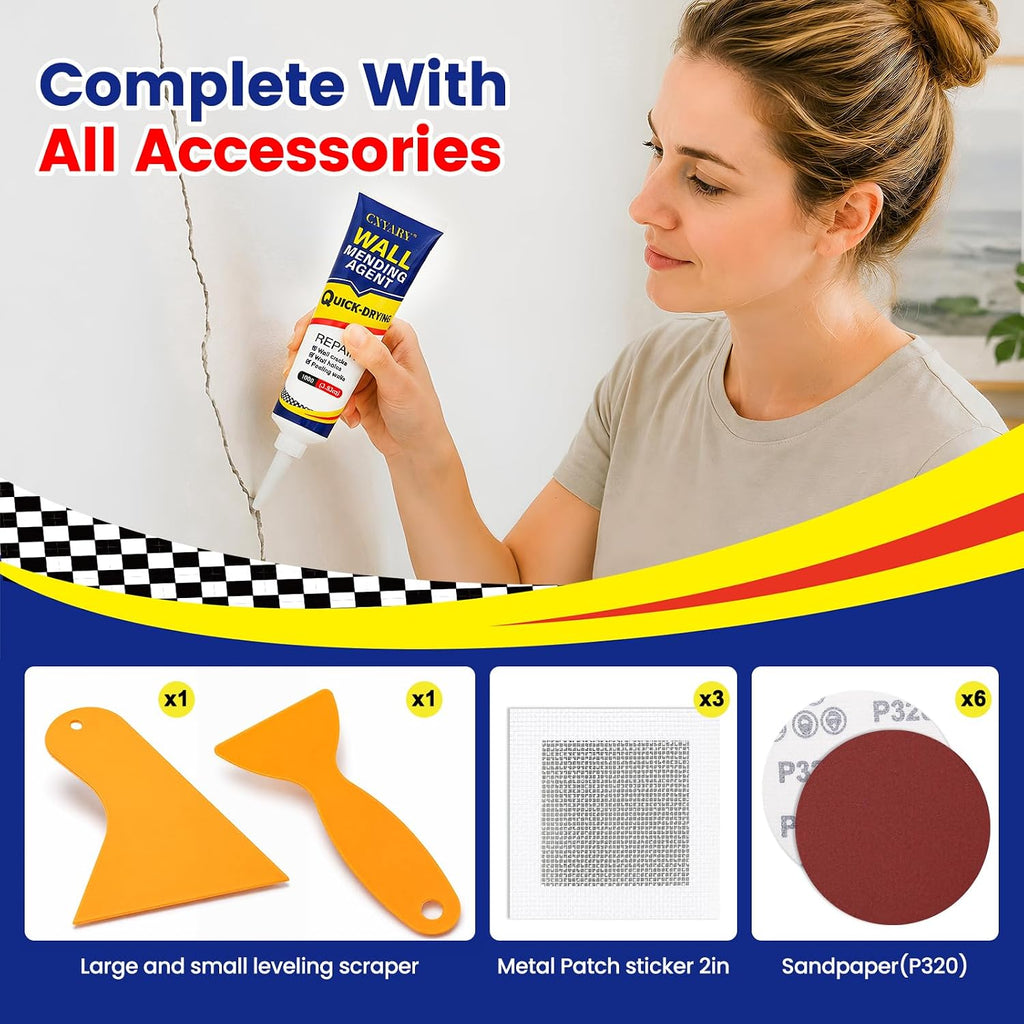 Drywall Repair Kit 3 Tubes,Spackle Wall Repair Paste Kit | 3×100g Putty, White Plaster Drywall Mud for Wall Repair