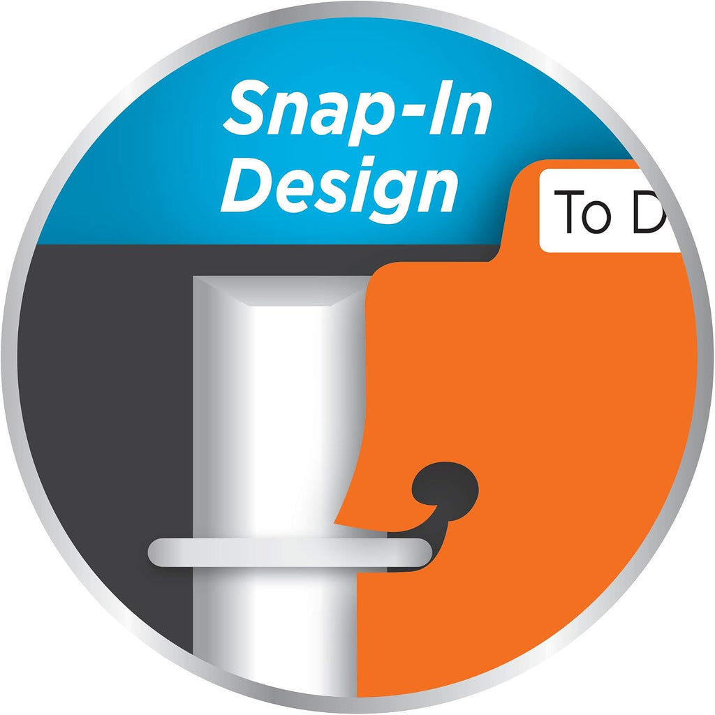 Snap-in Bookmark Plastic Dividers for 3 Ring Binders, 5-Tab Set, Multicolor with White Labels, 1 Set (24908)