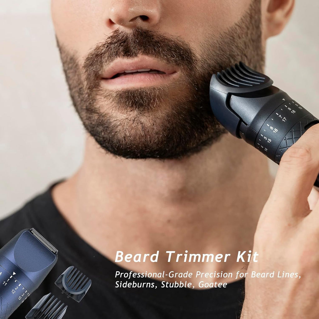 Beard Trimmer for Men, 5-in-1 Waterproof Electric Razor & Hair Clippers Grooming Kit with 20 Precision Dial Lengths