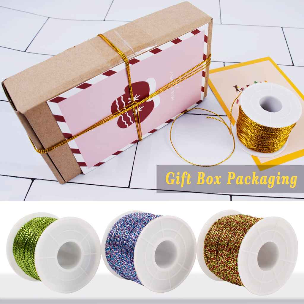 Metallic Bakers Twine, 109 Yards Gold Twine for Crafts Christmas Twine Ornament String Decorative Glitter Gold String