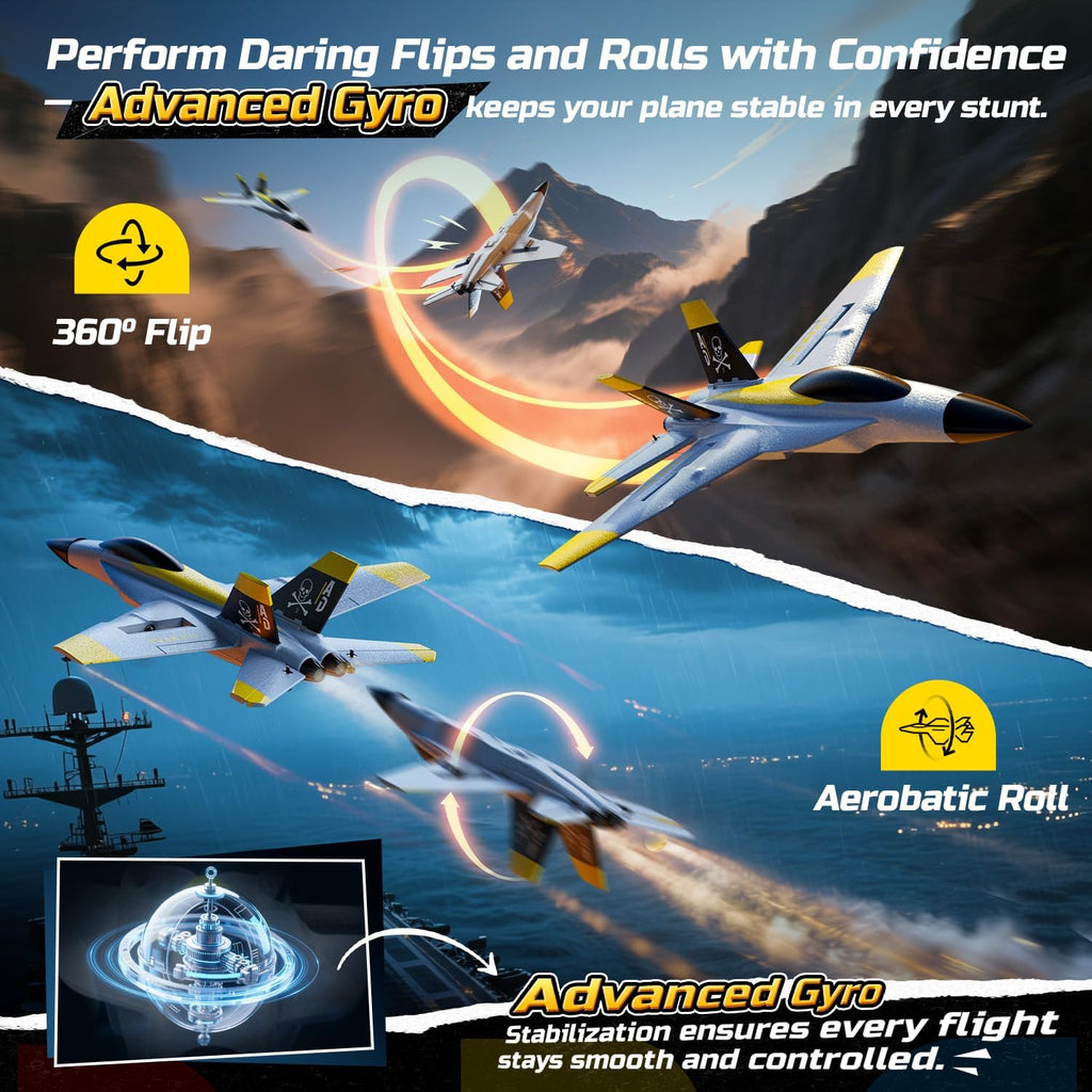 F18 4CH RC Plane for Adults Remote Control Airplane RTF Fighter Jet | 2.4GHz 6-axis Gyro Stabilizer Hobby Glider