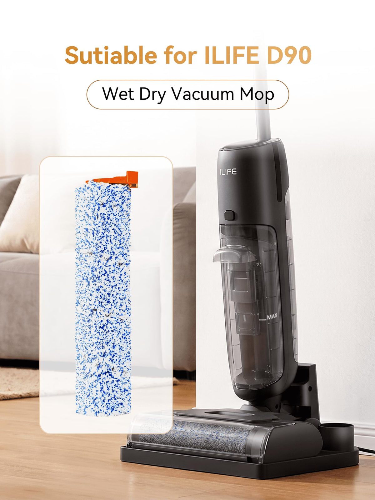 ILIFE Roller Brush Replacement D90 Cordless Wet Dry Vacuum Mop