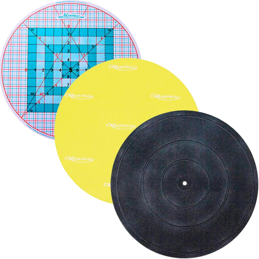 Round About 17-inch Turntable Set, Quilting Cutting Mat with Grid, Ironing Top, Sewing and Crafting Tool