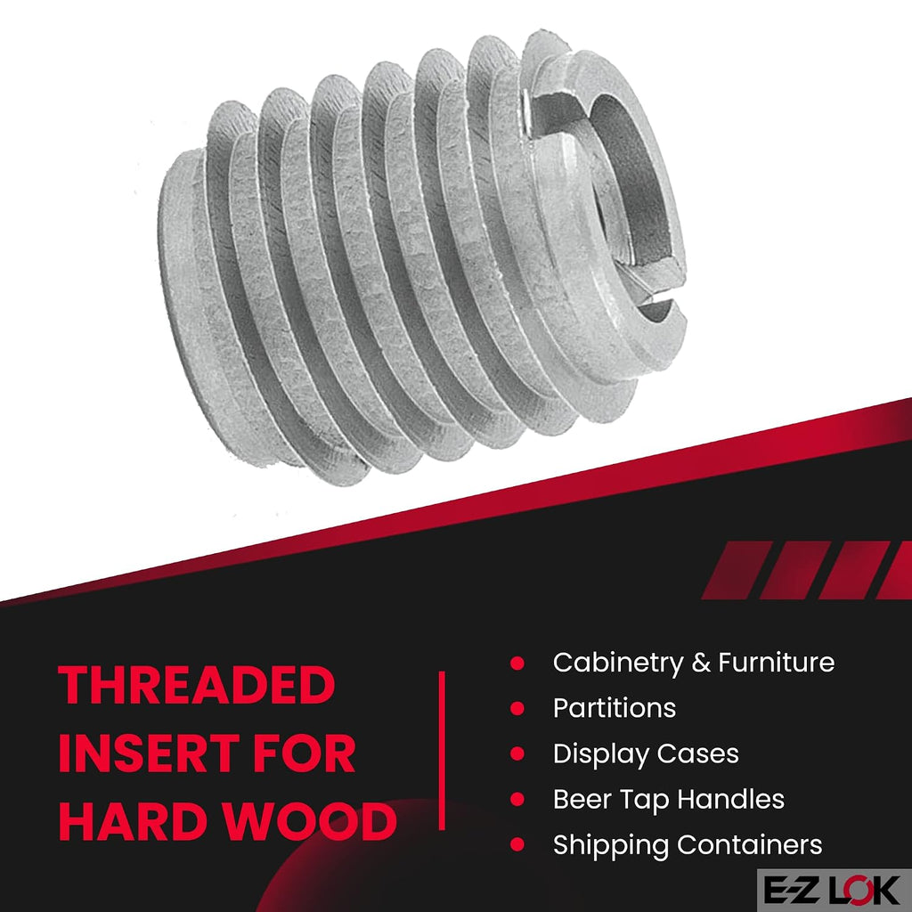 E-Z LOK Knife Thread Insert for Hard Wood, 10-24, 0.500 in, 10 ct