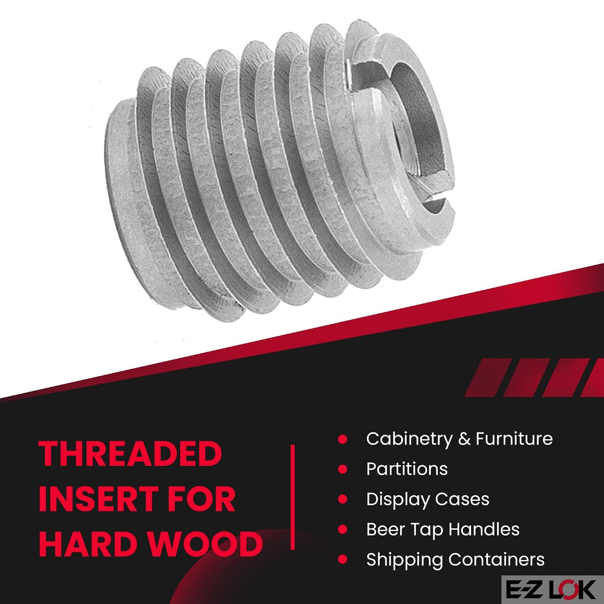 E-Z LOK Knife Thread Insert for Hard Wood, 10-24, 0.500 in, 10 ct