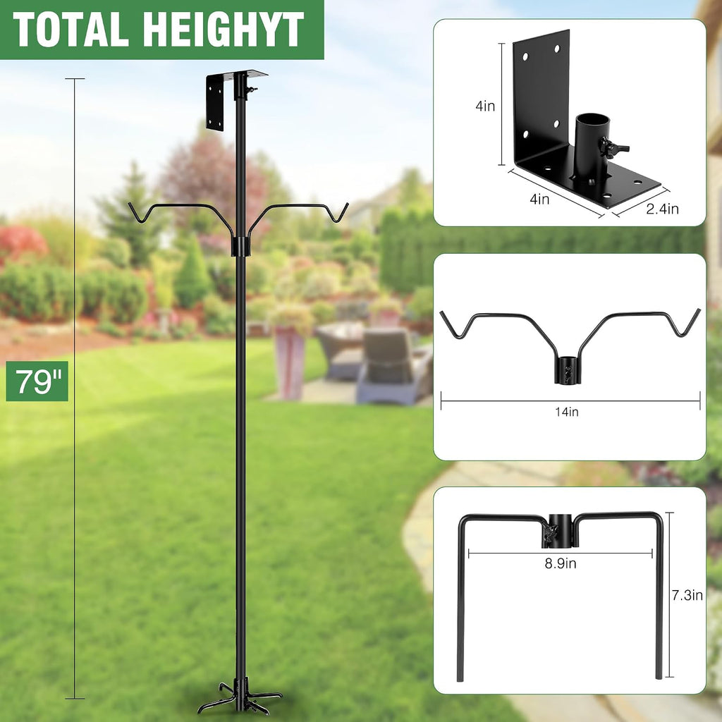 79 Inch Bird Feeder Pole Mount Kit for Outdoors Heavy Duty