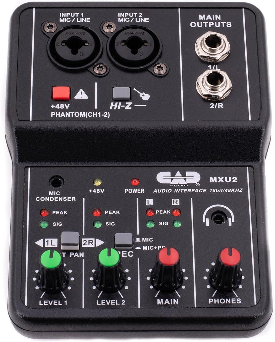 MXU2 2‑Channel USB Audio Mixer with XLR Combo Inputs